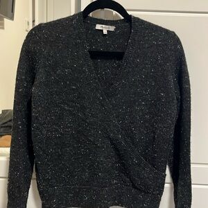 Madewell Size Small cross over black fuzzy sweater.